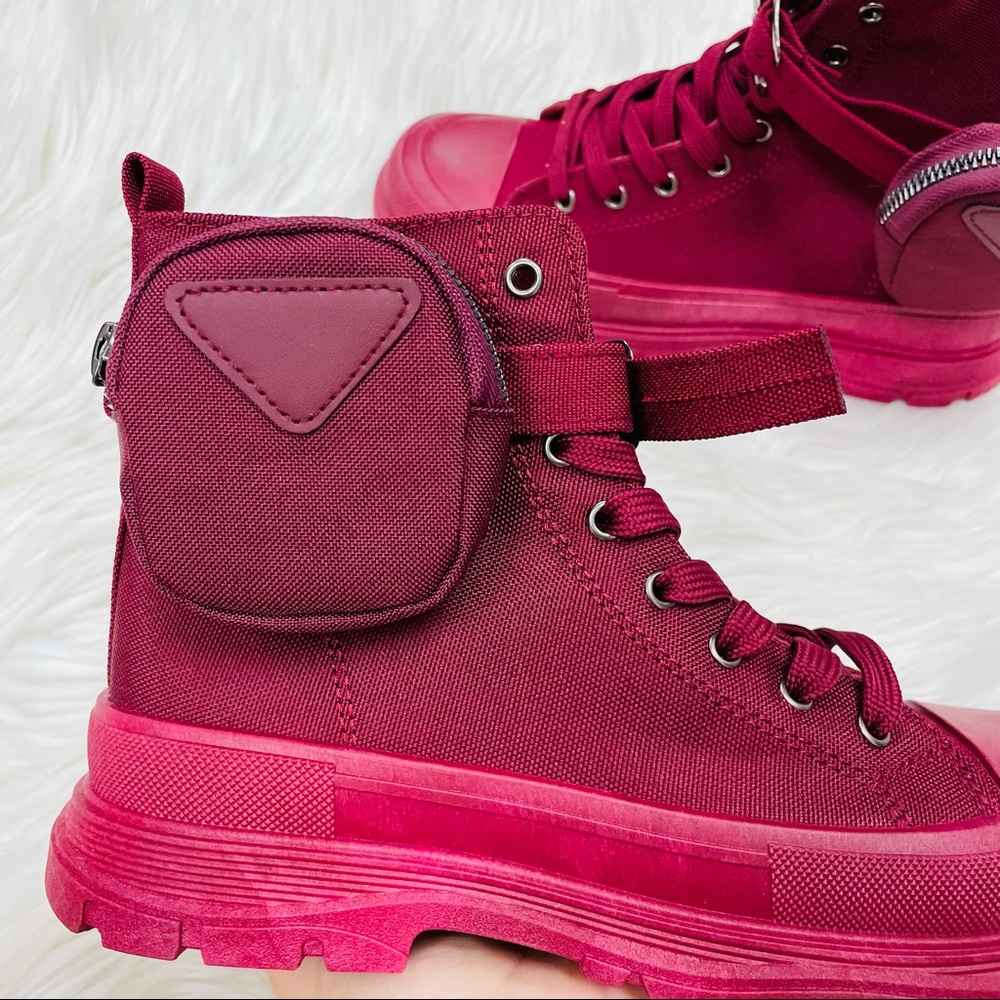 Burgundy pouch high top sneaker - Picture 7 of 9